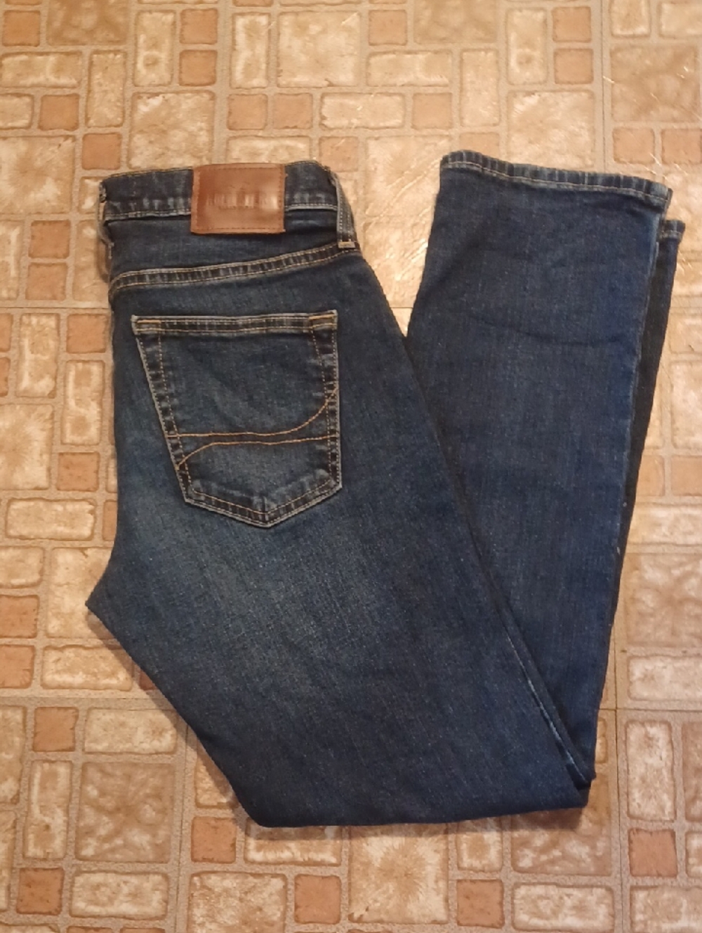 Hollister Men's Straight Dark Blue Denim Jeans 29x30 Slim Stright
